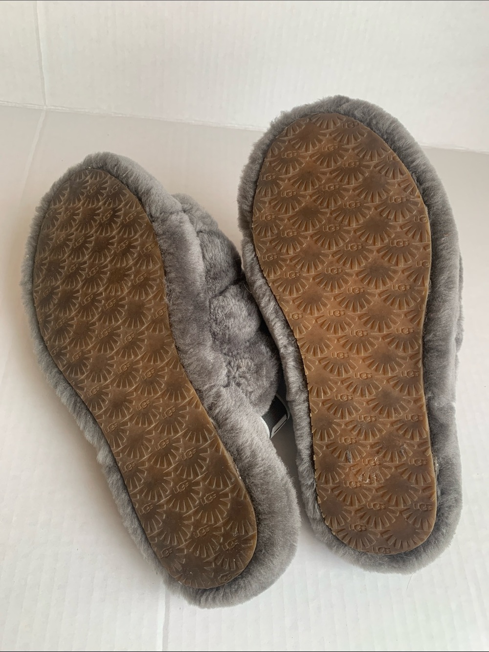UGG Plush Charcoal Grey Fluff Slide Slingback Slippers Size US 4 EU 36 Kids - Picture 8 of 9